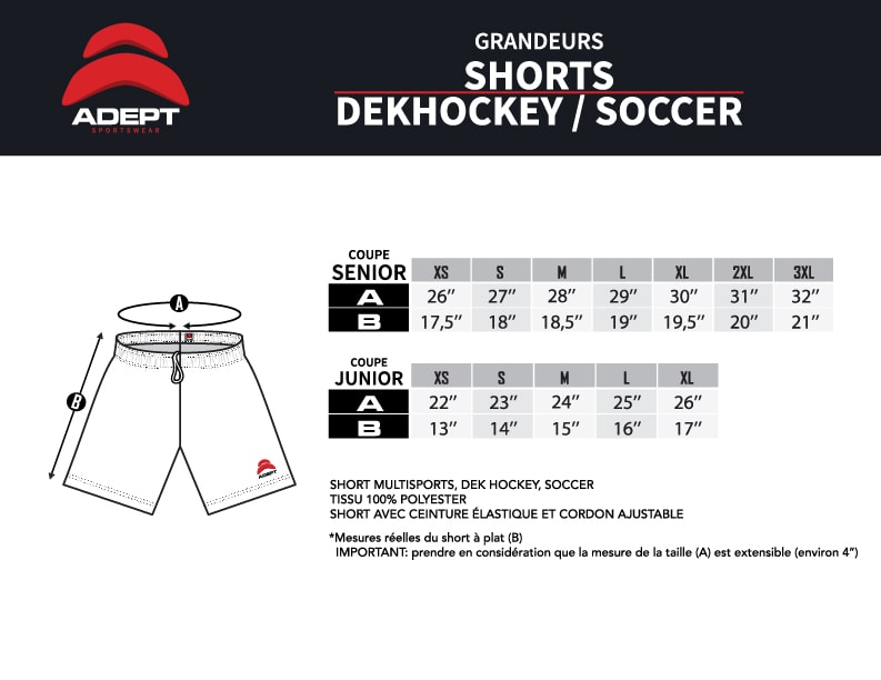 Charte de grandeur Dek Hockey Shorts